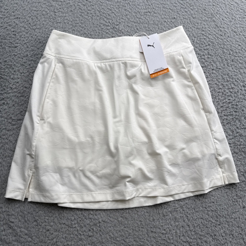 Puma Skort Skirt Womens Small Cloudspun Luna 16" White Golf Tennis 635035 01
